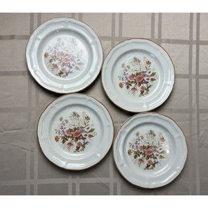 Antique Array Brick Oven Stoneware - Meadow Flowers 7 3/4" Salad Plates Set of 4